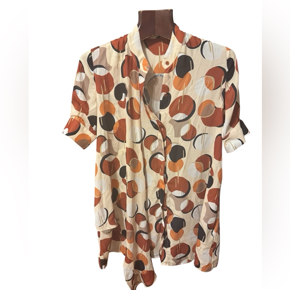 Stylish Oggi shop Women's Patterned dress brand new- Cream and Brown size M